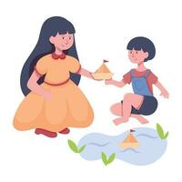 Trendy Siblings Time vector