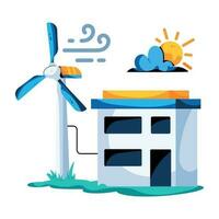 Trendy Windmill House vector