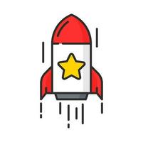 Rocket with loyalty point star icon, bonus, reward vector