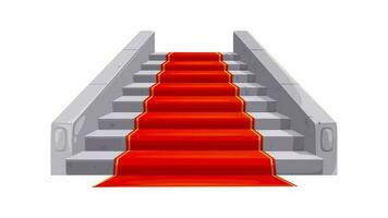 Castle and palace staircase, stair with red carpet vector