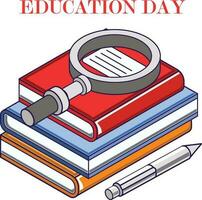 Education Day Concept with Books and Icons vector