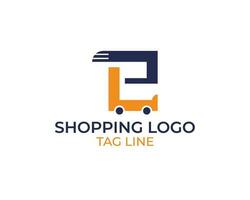 shopping logo letter e design vector