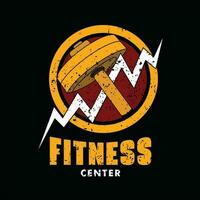 Fitness logo with yellow dumbbells suitable for gym center vector