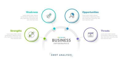 SWOT analysis diagram for business, 4 sides modern style with Strengths, Weakness, Opportunities, and Threats. presentation vector infographic.