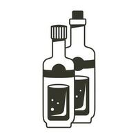 Oil bottles line icon isolated. Silhouettes of glass bottles with vegetable oil. Linear elements with editable strokes for kitchen, cooking, food. Kitchenware outline signs. Vector flat illustration