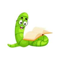 Cartoon bookworm character read interesting book vector