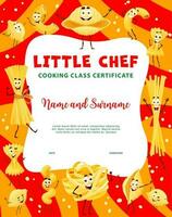 Little chef, cooking class certificate or diploma vector
