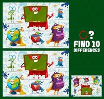 Find ten differences of stationery hero characters vector