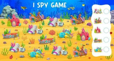 I spy game with cartoon fairytale underwater house vector