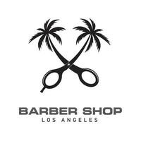 Barber Shop Retro Modern Logo. California Vibes. 80s style synthwave retro vector graphic for brand identity