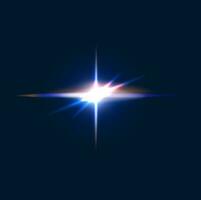 Star sparkle flare and flash effect, glow light vector