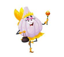 Cartoon Halloween garlic fairy funny character vector