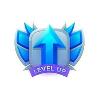 Game level up badge and win icon, UI badge arrow vector