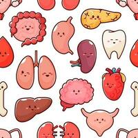 Cartoon body organ characters seamless pattern vector