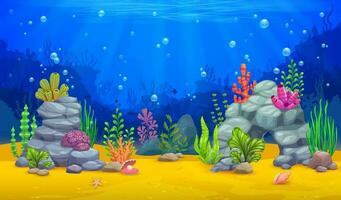 Cartoon underwater landscape coral reef background vector