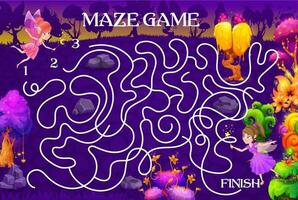 Labyrinth maze help to fairy find friend in forest vector