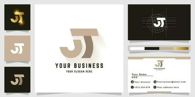 Letter JT or ST monogram logo with business card design vector