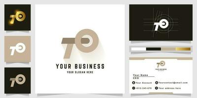 Letter TO or TQ monogram logo with business card design vector