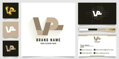 Letter VR or UR monogram logo with business card design vector