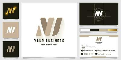 Letter NW or NI monogram logo with business card design vector