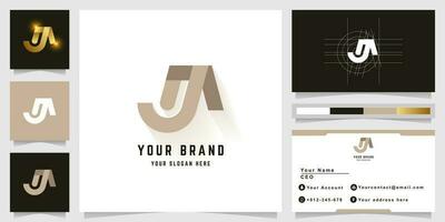 Letter JM or JA monogram logo with business card design vector