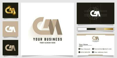 Letter CM or GM monogram logo with business card design vector