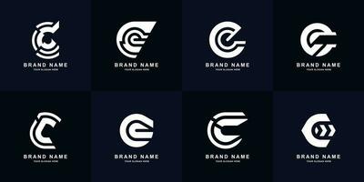 Collection letter C or CC monogram logo design vector