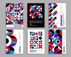 Bauhaus posters templates with geometric patterns vector