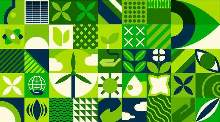 Green energy abstract geometric bauhaus pattern