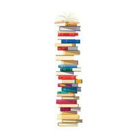 High book stack, cartoon pile of reading materials vector