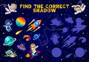 Find the correct shadow of characters and planets vector