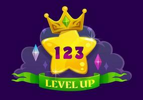 Game interface level up badge and vector win icon