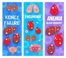 Anemia, pneumonia and kidney failure diseases vector