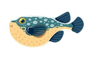 Fugu or puffer fish character, marine animal vector