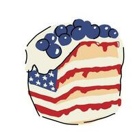 The 4th of July  vector illustration with  cake,  stars and stripes.
