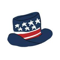 The 4th of July  vector illustration with hat, stars and stripes.