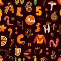 Autumn and Thanksgiving letters seamless pattern vector