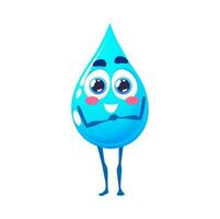 Cartoon happy water drop character or mascot vector