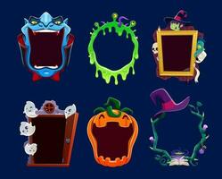 Cartoon halloween holiday frames and borders set vector