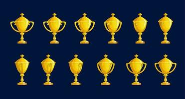 Golden trophy cup sequence, animation sprite sheet vector
