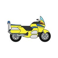 kids drawing Vector illustration police motorcycle flat cartoon isolated