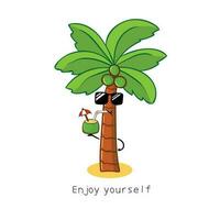 cute coconut tree Mascot Character Vector illustration color children cartoon clipart