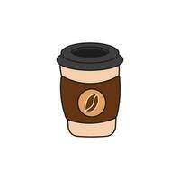 kids drawing Vector illustration coffee cup icon with coffee beans logo vector flat cartoon isolated