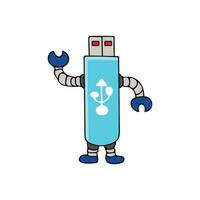 vector illustration cute usb robot terminator