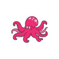 Kids drawing Cartoon Cute octopus Isolated on White Background vector