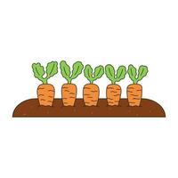 Kids drawing Cartoon Vector illustration cute garden with growing carrots icon Isolated on White Background