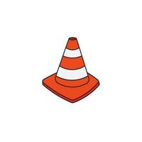 kids drawing Vector illustration Traffic cone flat cartoon isolated