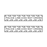 Hand drawn kids drawing Vector illustration Crime scene yellow tape, police line Do Not Cross tape flat cartoon isolated