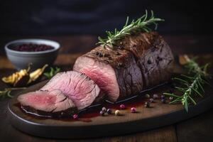 Roasted beef tenderloin meat photo