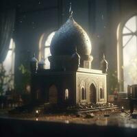 3d ilustración de un mezquita, generar ai foto